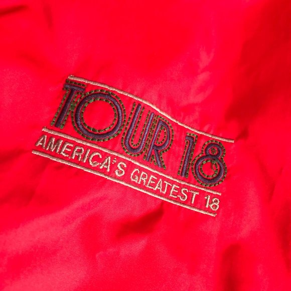 POLO Golf Ralph Lauren Vintage Red V Neck Golf Pull Over Windshirt - Sz LARGE - Picture 4 of 14